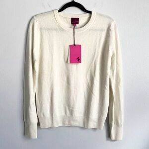 NWT! STATE CASHMERE Size M • Undyed White Pullover Crew Neck Sweater.